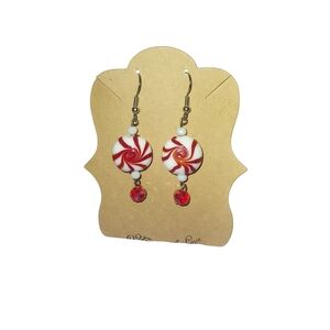 Peppermint Candy Holiday Earrings Hand Made